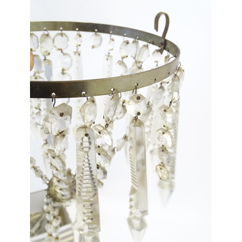 273 - A quantity of assorted chandelier / bag light glass lustre drops with two partial bag lights.