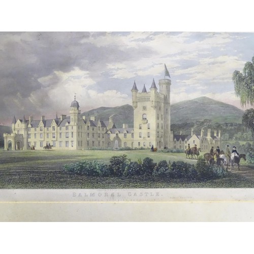 305 - Four assorted prints / engravings to include Balmoral Castle after E. Duncan, Stewkley Church, Bucki... 