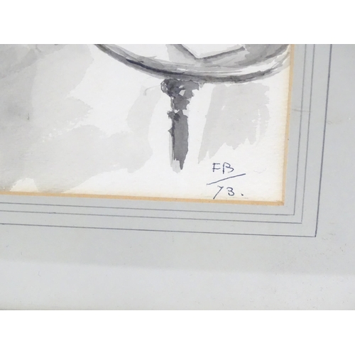 332 - Fred Beddington, 20th century, Watercolour, A portrait of Father Lane Fox, Aged 92. Signed with init... 