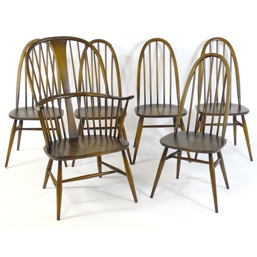 348 - Six late 20thC Ercol dining chairs (5+1) bearing a label to the underside of the seat. 26