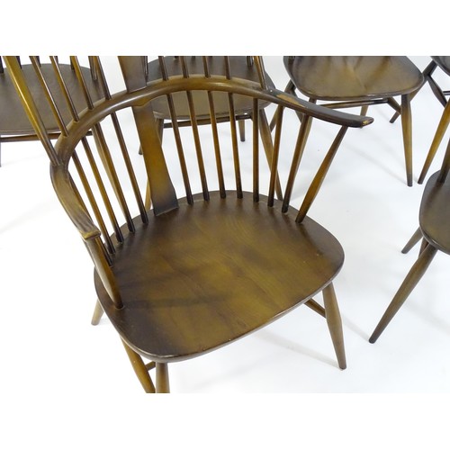 348 - Six late 20thC Ercol dining chairs (5+1) bearing a label to the underside of the seat. 26