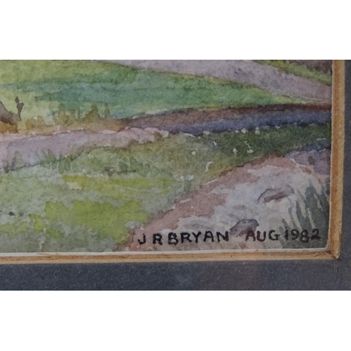 383 - A 20thC watercolour titled Barrow Mill depicting a Tudor style building with a stone garden wall, by... 