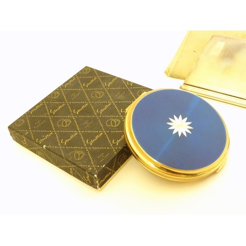 397 - A Stratton powder compact with blue and gilt finish with a Stratton box, approx 3 1/4