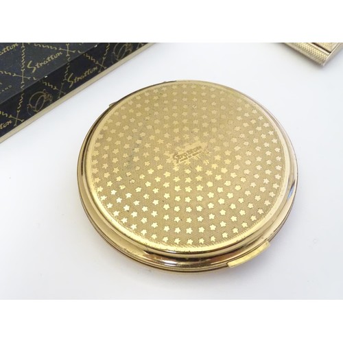 397 - A Stratton powder compact with blue and gilt finish with a Stratton box, approx 3 1/4