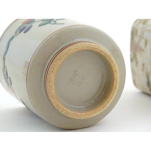 401 - A small Japanese vase decorated with fruiting vine decoration. Character marked under. Approx. 3 1/2... 