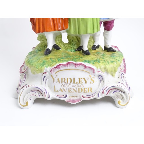 405 - A ceramic figural group titled Yardley Old English Lavender to base. Impressed Dresden under. Approx... 