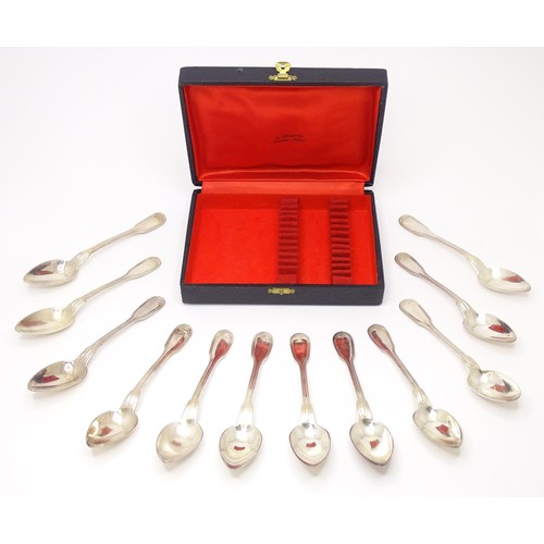 407 - A cased set of 12 French silver plate teaspoons