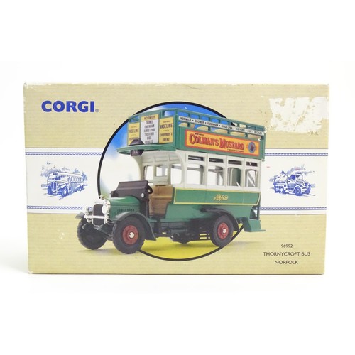 467 - Toys: A quantity of assorted die cast scale model vehicles to include Corgi Thornycroft Bus, and fiv... 