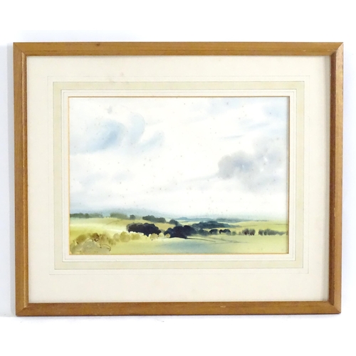 591 - Peter Atkin, 20th century, Watercolour, Oxfordshire Landscape. Sign and dated 1975 lower right and t... 