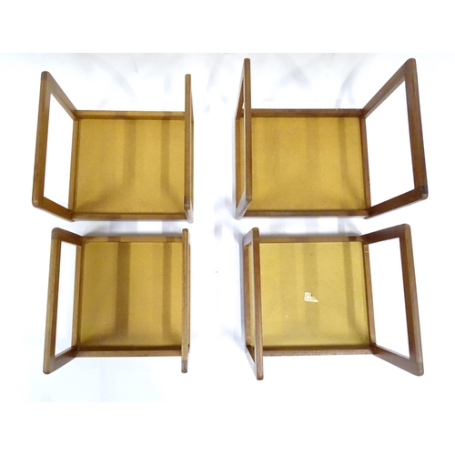 235 - A quantity of retro teak tile topped coffee tables & nests of tables with wheat design, by Sunelm Pr... 