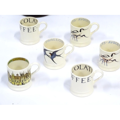 237 - Seven Emma Bridgewater mugs, to include Tea / Coffee / Hot Chocolate, Oxford, Swallow, Avocets, Daff... 