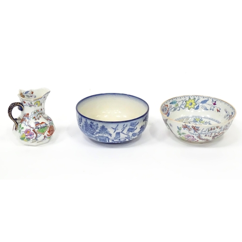 169 - A quantity of assorted ceramics to include two Spode meat plates, a Mason jug and bowl, and a Minton... 