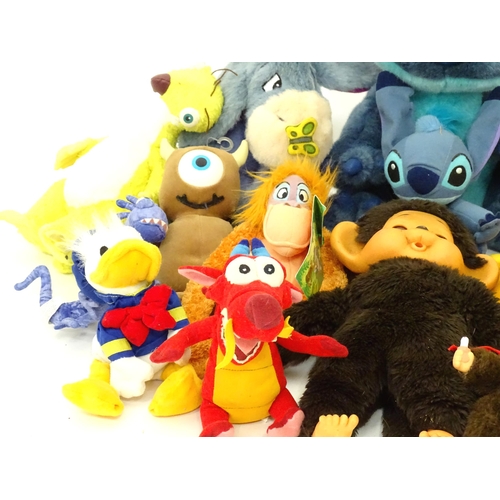 139 - Toys: A quantity of assorted soft toys to include characters from Ice Age, Dwarves, Disney Mickey Mo... 