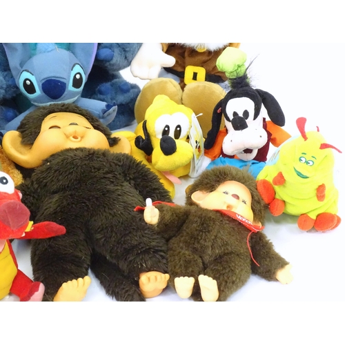 139 - Toys: A quantity of assorted soft toys to include characters from Ice Age, Dwarves, Disney Mickey Mo... 