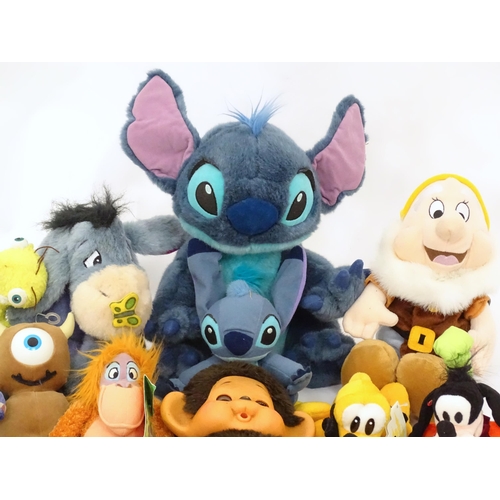 139 - Toys: A quantity of assorted soft toys to include characters from Ice Age, Dwarves, Disney Mickey Mo... 