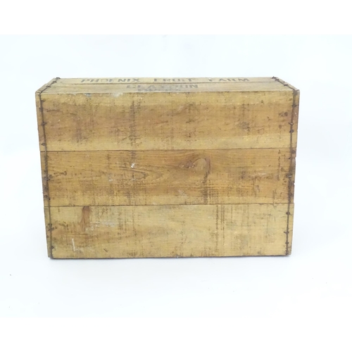 270 - A 20thC wooden fruit crate stamped Phoenix Fruit Farm, Claydon, Bucks. Approx. 7 1/4