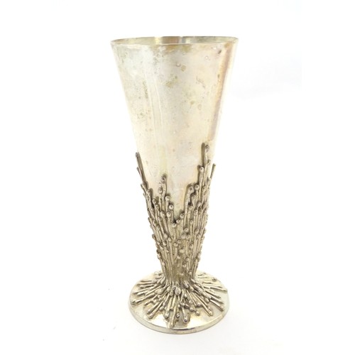 266 - Jocelyn Burton : An Elizabeth II Modernist silver goblet / flute of conical form with circular foot ... 