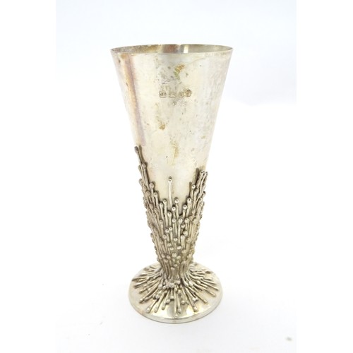 266 - Jocelyn Burton : An Elizabeth II Modernist silver goblet / flute of conical form with circular foot ... 