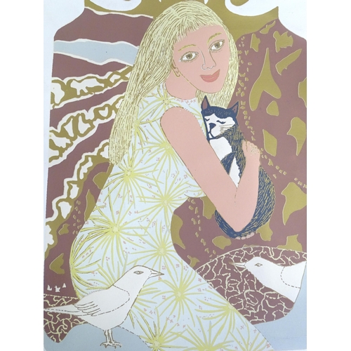 794 - A 20thC signed limited edition print titled Sleepy Cat by Stewart Thomas Charles Wright (1924-2007).... 