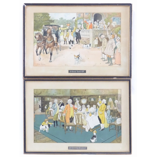 909 - Two 20thC colour lithographs after Victor Venner, comprising A Good Send Off, & The Wedding Breakfas... 