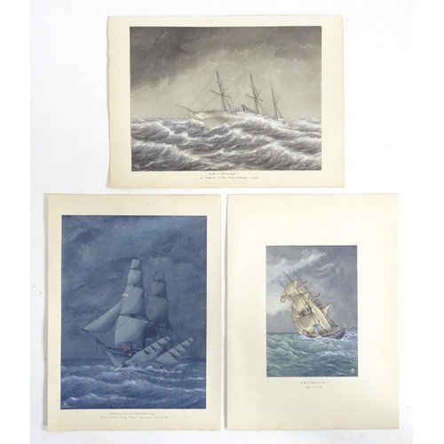 920 - 19th century, Watercolours, Three marine / maritime ship views, HMS Himalaya, HMS Atalanta, and coll... 