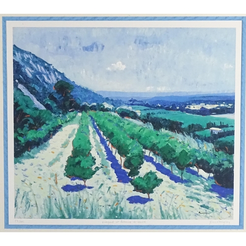 115 - After John Kingsley (b. 1956), Limited edition print, Vineyard at Beaumes-de-Venise. Signed, titled ... 