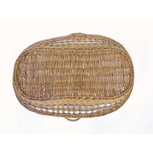 129 - Wicker / cane baby basket. Approx 37