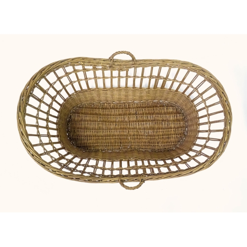 129 - Wicker / cane baby basket. Approx 37