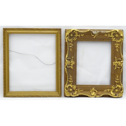 236 - Two gilt framed mirrors and three gilt frames. Largest 25