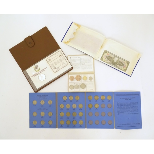 468 - A quantity of assorted banknotes and coins, including a framed presentation set entitled 'British Ba... 