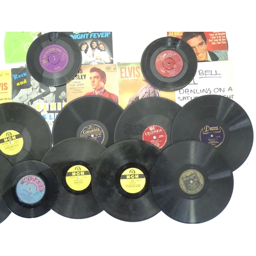 600 - A quantity of assorted mid to late 20thC vinyl records, including five picture-sleeve Elvis Presley ... 