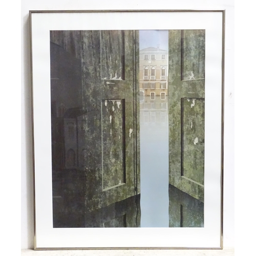 969 - A colour print depicting a view over a Venice canal. Approx. 28 1/4