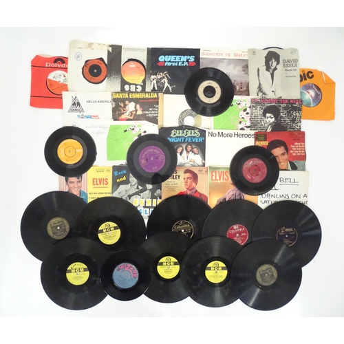 600 - A quantity of assorted mid to late 20thC vinyl records, including five picture-sleeve Elvis Presley ... 