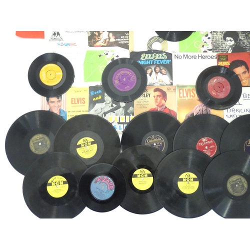 600 - A quantity of assorted mid to late 20thC vinyl records, including five picture-sleeve Elvis Presley ... 