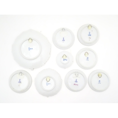 912 - A quantity of Kaiser ceramics to include three leaf dishes, and six pin dishes of circular form deco... 