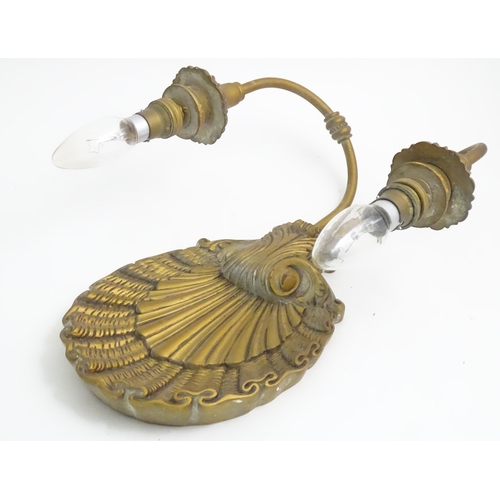 76 - Two branch girandole wall light with shell motif. Approx. 15