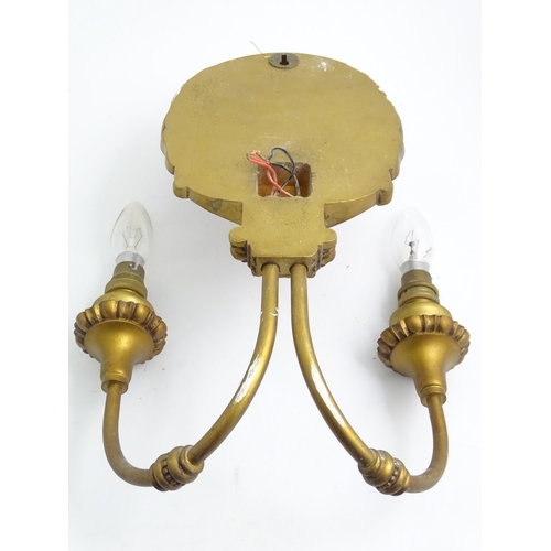 76 - Two branch girandole wall light with shell motif. Approx. 15