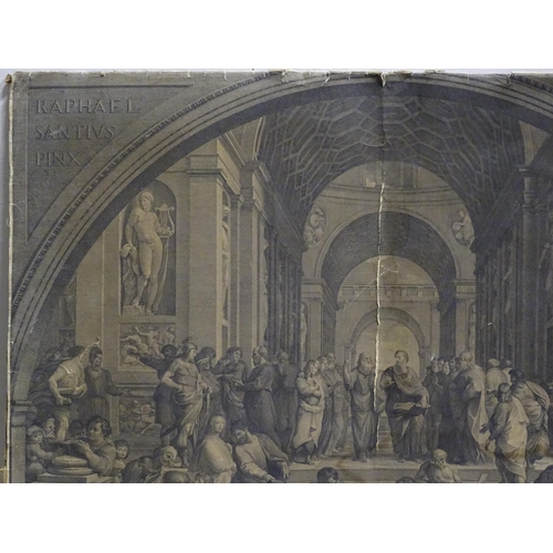 911 - Two 19thC engravings mounted on linen by Giovanni Volpato et al after Raphael, comprising The Expuls... 