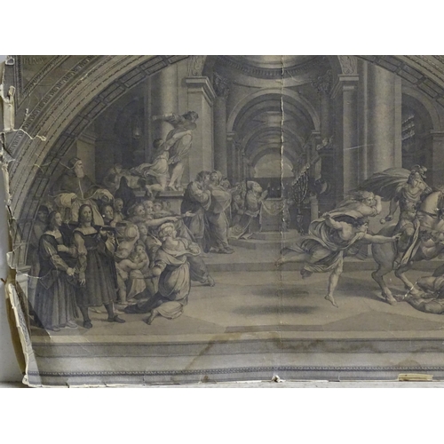 911 - Two 19thC engravings mounted on linen by Giovanni Volpato et al after Raphael, comprising The Expuls... 