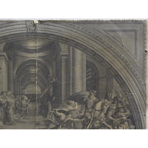 911 - Two 19thC engravings mounted on linen by Giovanni Volpato et al after Raphael, comprising The Expuls... 