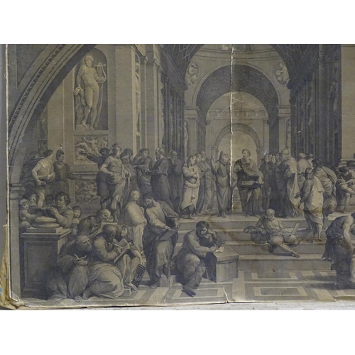 911 - Two 19thC engravings mounted on linen by Giovanni Volpato et al after Raphael, comprising The Expuls... 