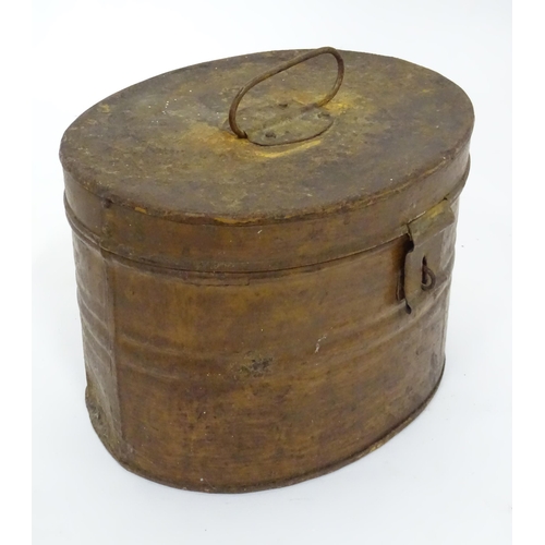 106 - A vintage tin hat box. Approx 11 1/