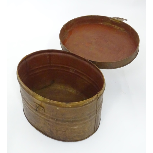 106 - A vintage tin hat box. Approx 11 1/