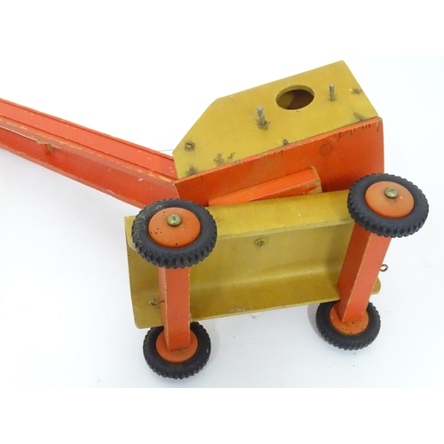 109 - Toy: A scratch built wooden crane with painted detail. Approx. 17