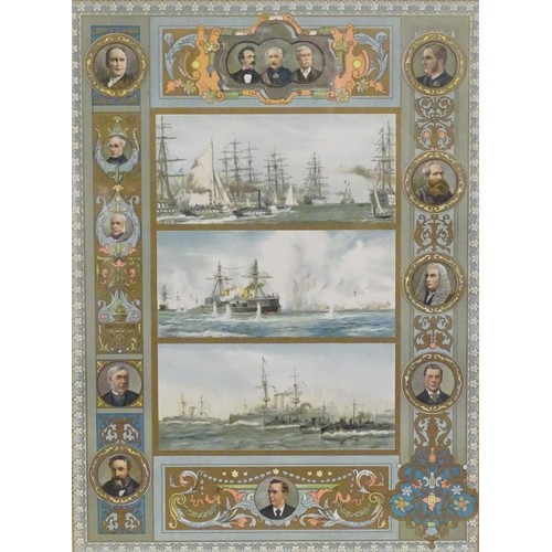 18 - Four lithographs celebrating Queen Victoria's Diamond Jubilee to include development of the Royal Na... 