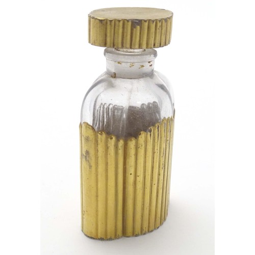 274 - An Art Deco glass scent / perfume flask with gilt decoration and etched makers mark under MM within ... 