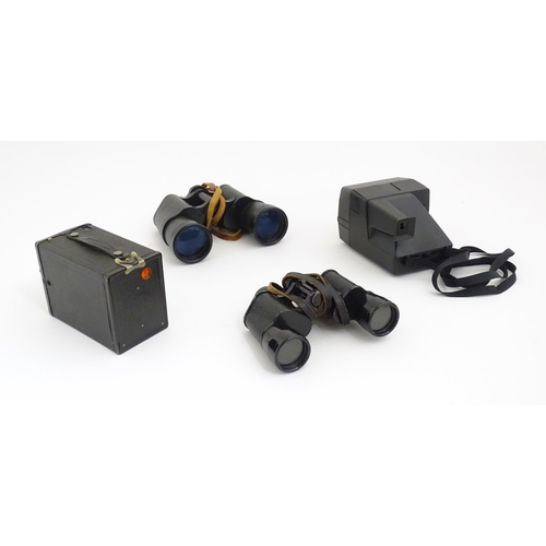 1243 - A quantity of 20thC cameras and binoculars to include a Kodak Retinette 1B camera with instruction b... 