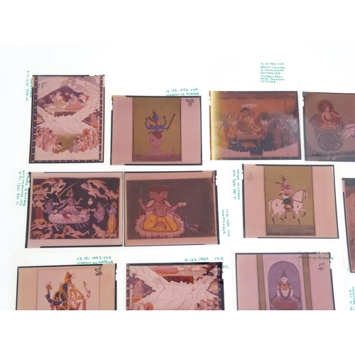 1257 - A quantity of 20thC colour acetate slides depicting Indian deities, to include Hanuman, Vishnu as Ku... 