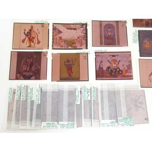 1257 - A quantity of 20thC colour acetate slides depicting Indian deities, to include Hanuman, Vishnu as Ku... 