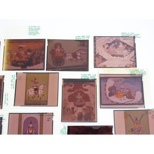 1257 - A quantity of 20thC colour acetate slides depicting Indian deities, to include Hanuman, Vishnu as Ku... 